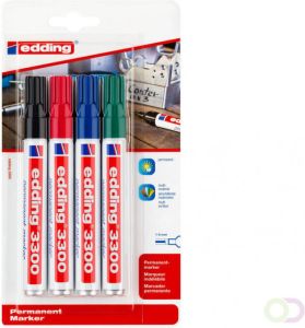 Edding permanent marker e-3300 blister van 4 stuks in geassorteerde kleuren