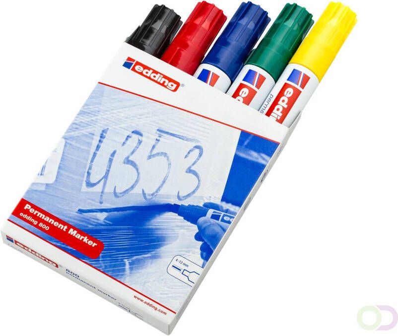 Edding permanent marker e-800 in geassorteerde kleuren doos van 5 stuks - Foto 2