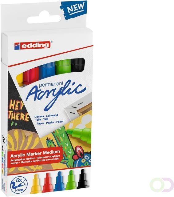 Edding Acrylic marker medium assortiment set van 5 stuks pastel