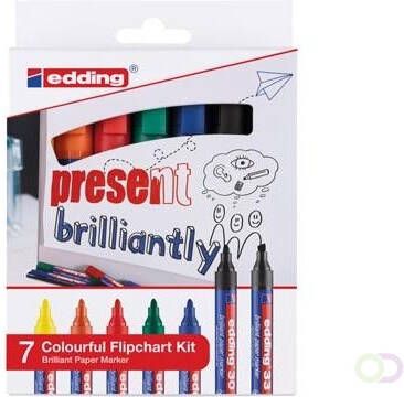 Edding Merkstift brilliant paper marker e-30 en e-33 blister met 7 stuks in geassorteerde kleuren