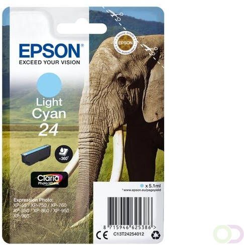 Epson Elephant Singlepack Light Cyan 24 Claria Photo HD Ink (C13T24254022)