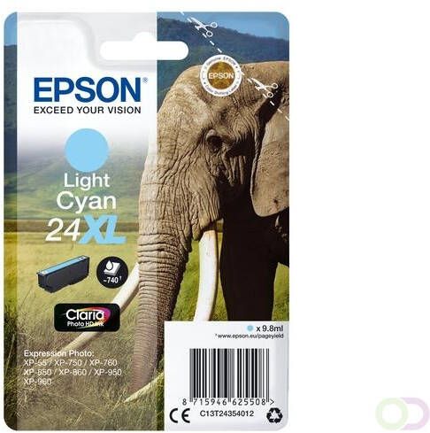 Epson Elephant Singlepack Light Cyan 24XL Claria Photo HD Ink (C13T24354022)