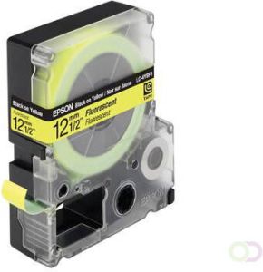 Epson fluorescerende tape breedte 12 mm zwart fluo geel