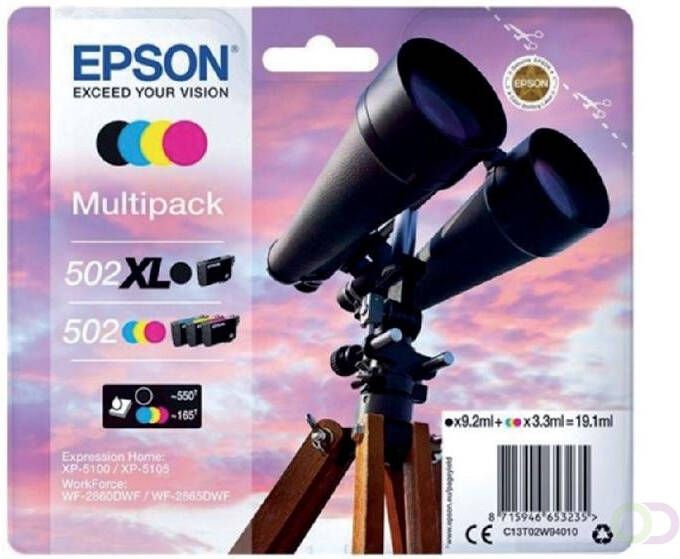 Epson Inktcartridge 502XL 502 T02W9 502XL zwart + 3 kleuren