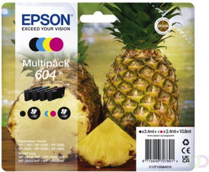 Epson inktcartridge 604 130 150 pagina&apos;s OEM C13T10G64010 4 kleuren