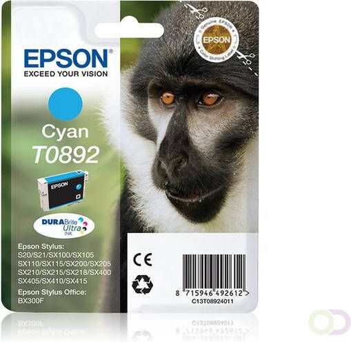 Epson Monkey Singlepack Cyan T0892 DURABrite Ultra Ink (C13T08924021)