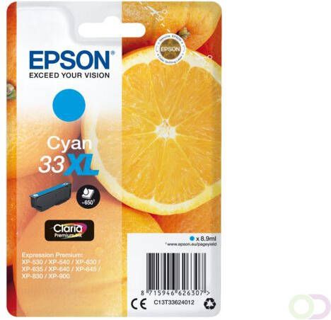 Epson Oranges Singlepack Cyan 33XL Claria Premium Ink (C13T33624012)