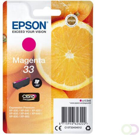 Epson Oranges Singlepack Magenta 33 Claria Premium Ink (C13T33434012)