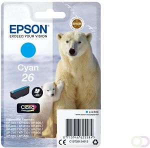 Epson Polar bear Singlepack Cyan 26 Claria Premium Ink (C13T26124022)