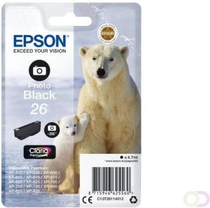 Epson Polar bear Singlepack Photo Black 26 Claria Premium Ink (C13T26114022)