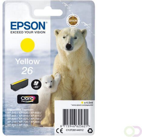 Epson Polar bear Singlepack Yellow 26 Claria Premium Ink (C13T26144012)