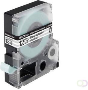Epson sterk hechtende tape breedte 12 mm zwart transparant