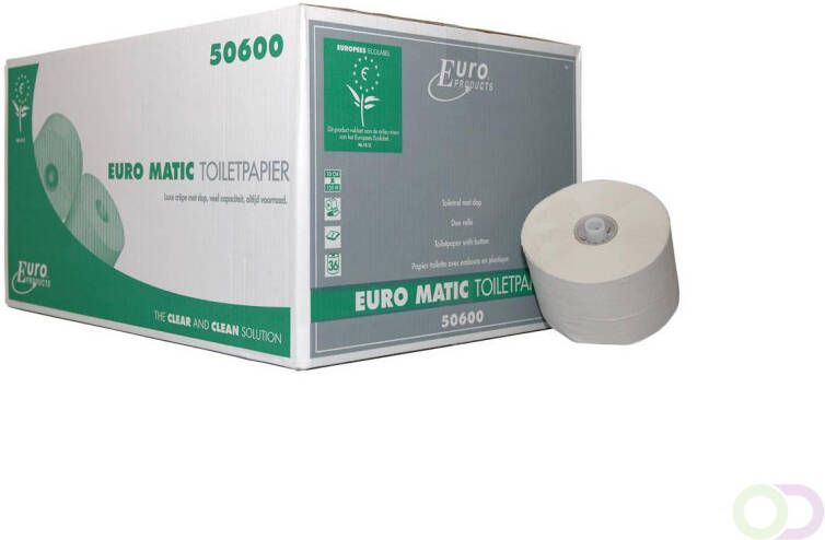 Europroducts toiletpapier met dop 1-laags 150 meter eco pak van 36 rollen