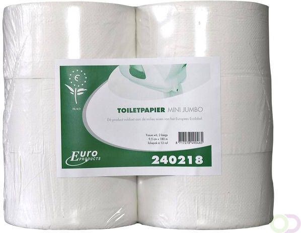 Euro Products Toiletpapier Q5 mini jumbo 2l recycled 180m wit 240218