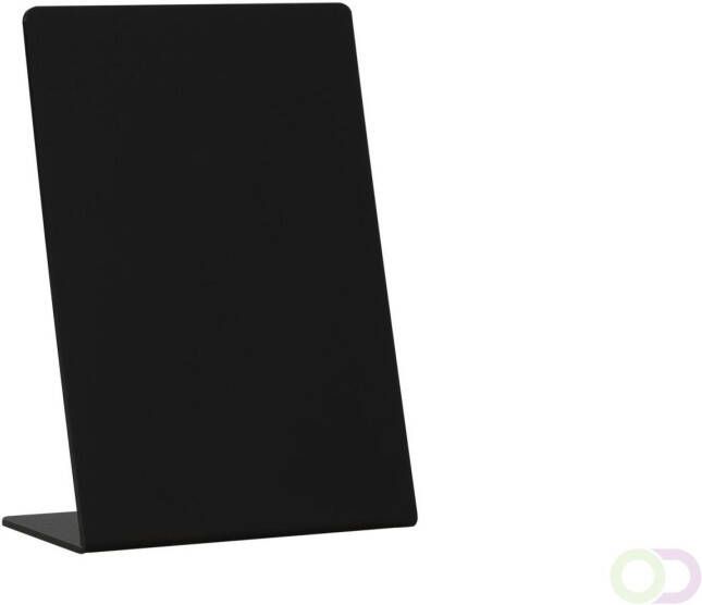 Europel *Krijtbord tafelmodel formaat A6 met geintegreerde stabiele voet.*Gemaakt van hoogwaardig zwart polystyreen. *Eenvoudig