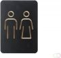 Europel Stijlvol zelfklevend "Man Vrouw" pictogrambord voor kantoor en horeca. Enkelzijdig gefreesd met een zwarte oppervlak. Uitgefrees - Thumbnail 1