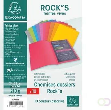Exacompta dossiermap Rock&apos &apos s 220 ft A4 pak van 10 stuks geassorteerde kleuren