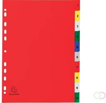 Exacompta tabbladen numeriek voor ft A4 uit PP 12 100e 10 kleurtabs met indexblad wit
