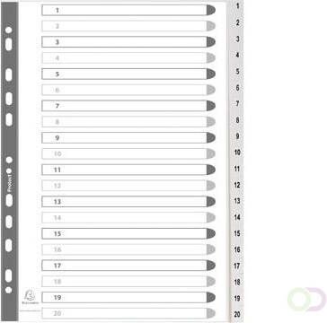 Exacompta tabbladen numeriek voor ft A4 uit PP 20 tabs met indexblad wit