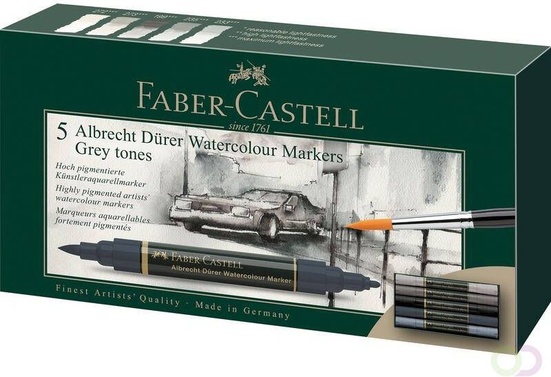 Faber Castell Aquarel marker Faber-Castell Albrecht DÃ¼rer doos Ã¡ 5 stuks Grey tones