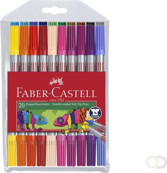 Faber Castell Viltstift met twee uiteinden Faber-Castell kunststof etui van 20