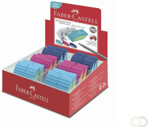 Faber Castell gum Faber-Castell Bicolor in 3 assorti kleuren display a 24 stuks