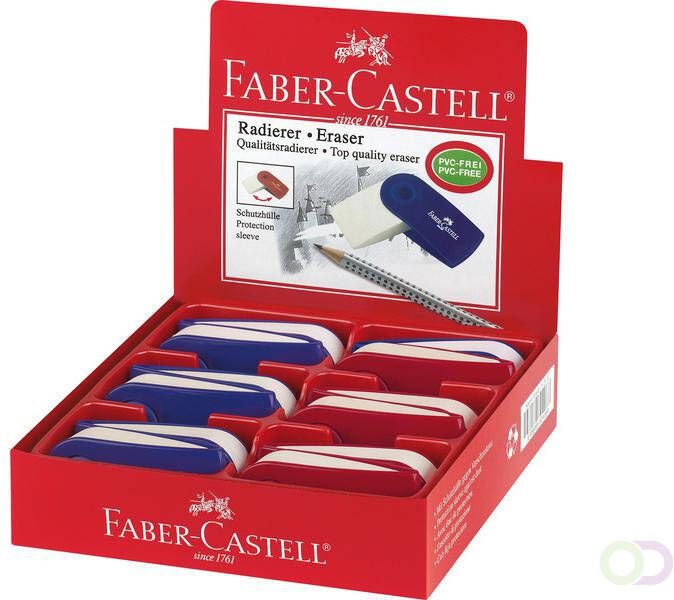 Faber Castell gum Faber-Castell SLEEVE rood blauw assorti