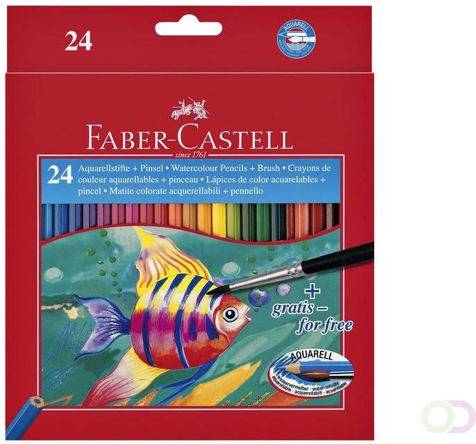 Faber-Castell Kleurpotloden aquarel incl penseel set Ã  24 stuks assorti