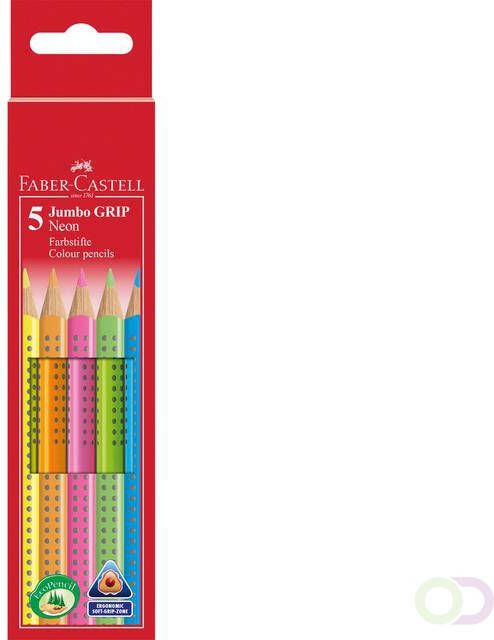 Faber Castell kleurpotlood Faber-Castell Jumbo GRIP etui 5 kleuren