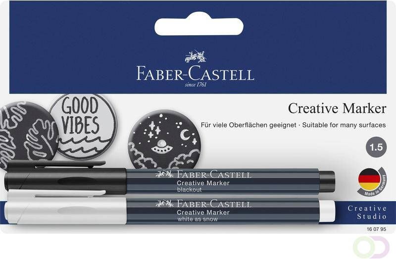 Faber Castell Marker Faber-Castell Creatief 2 stuks op blister. White as snow en black out