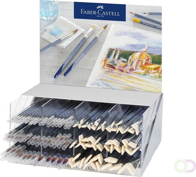 Faber Castell Penselen Faber-Castell in display 110 stuks plat en rond assorti