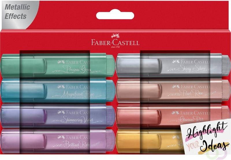 Faber Castell Tekstmarker Faber-Castell 46 Metallic set 8 stuks