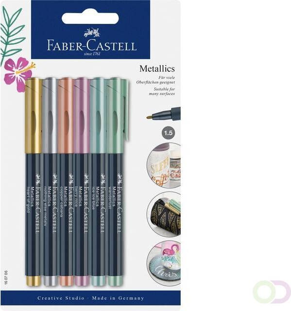 Faber Castell Viltstift Faber-Castell metallic blisterÃƒ 6 stuks assorti