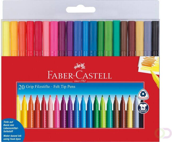 Faber Castell viltstiften GRIP Colour etui 20 stuks