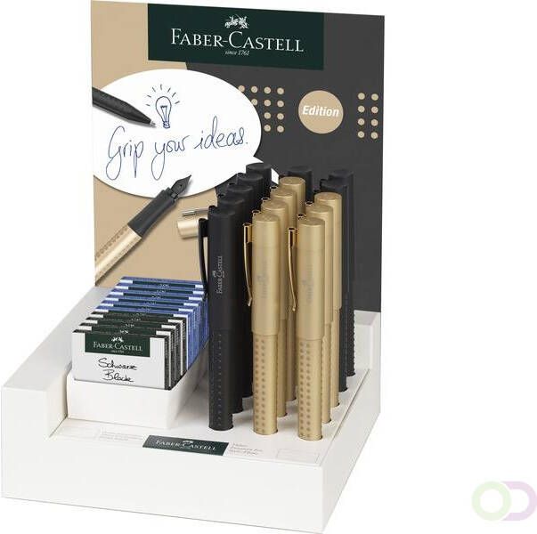 Faber Castell vulpen Faber-Castell Grip goud en zwart M display 15st.