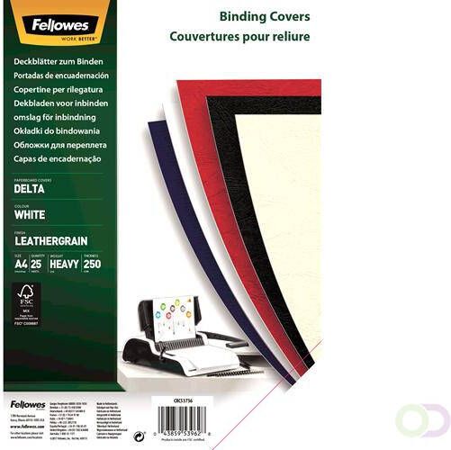 Fellowes Gekleurde dekbladen leatherlook FSCÂ® wit A4