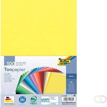 Folia gekleurd tekenpapier ft A4 pak van 100 vel in 25 geassorteerde kleuren