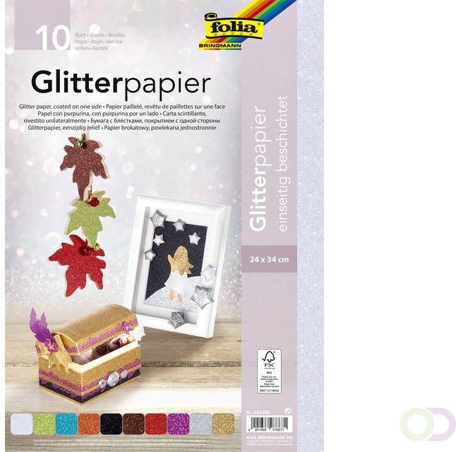 Folia Paper Glitter papier Folia 24x34cm 170gr