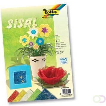 Folia Sisalpapier Color (koningsblauw lichtgroen naturel banaangeel warmrood)