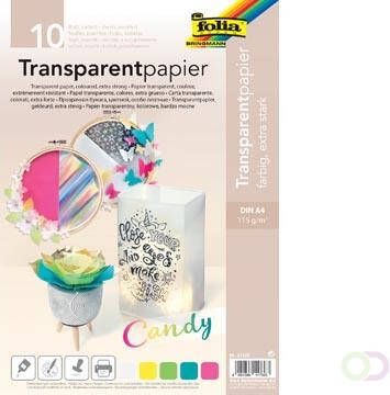 Folia transparant papier pak van 10 vel in 5 geassorteerde kleuren