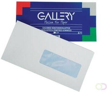 Gallery enveloppen ft 114 x 229 mm met venster rechts gegomd pak van 50 stuks