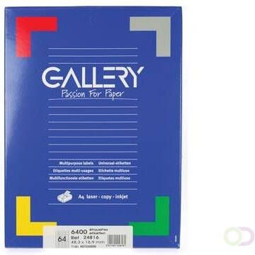 Gallery witte etiketten ft 48 3 x 16 9 mm(b x h ) ronde hoeken doos van 6.400 etiketten