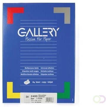 Gallery witte etiketten Ft 70 x 36 mm(b x h ) rechte hoeken doos van 2.400 etiketten