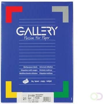 Gallery witte etiketten ft 70 x 38 mm (b x h) rechte hoeken doos van 2.100 etiketten