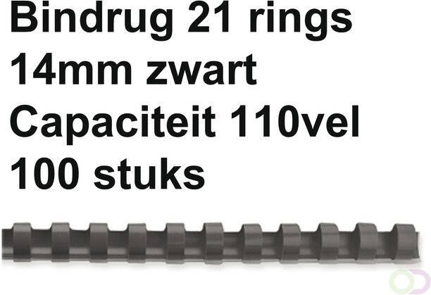 GBC Bindrug 14mm 21rings A4 zwart 100stuks