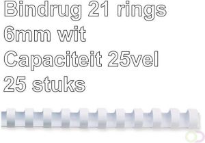 GBC Bindrug 6mm 21rings A4 wit 25stuks