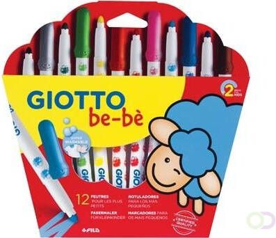Giotto be-bÃ¨ viltstiften Maxi kartonnen etui met 12 stuks in geassorteerde kleuren