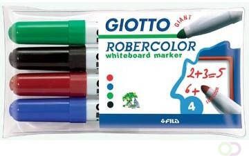 Giotto Robercolor whiteboardmarker maxi ronde punt etui met 4 stuks in geassorteerde kleuren