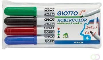 Giotto Robercolor whiteboardmarker medium ronde punt etui met 4 stuks in geassorteerde kleuren
