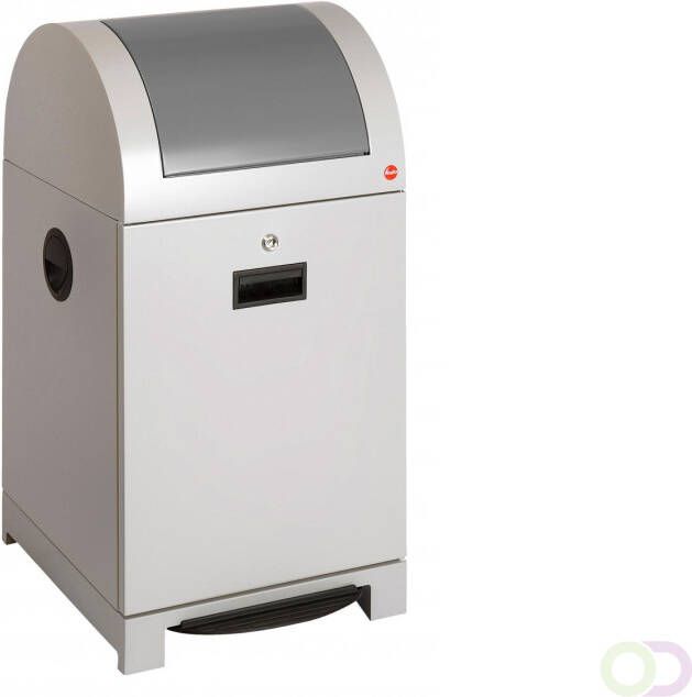 Hailo ProfiLine recycling pedaalemmer met afvalzakhouder 40 ltr witaluminium grijs